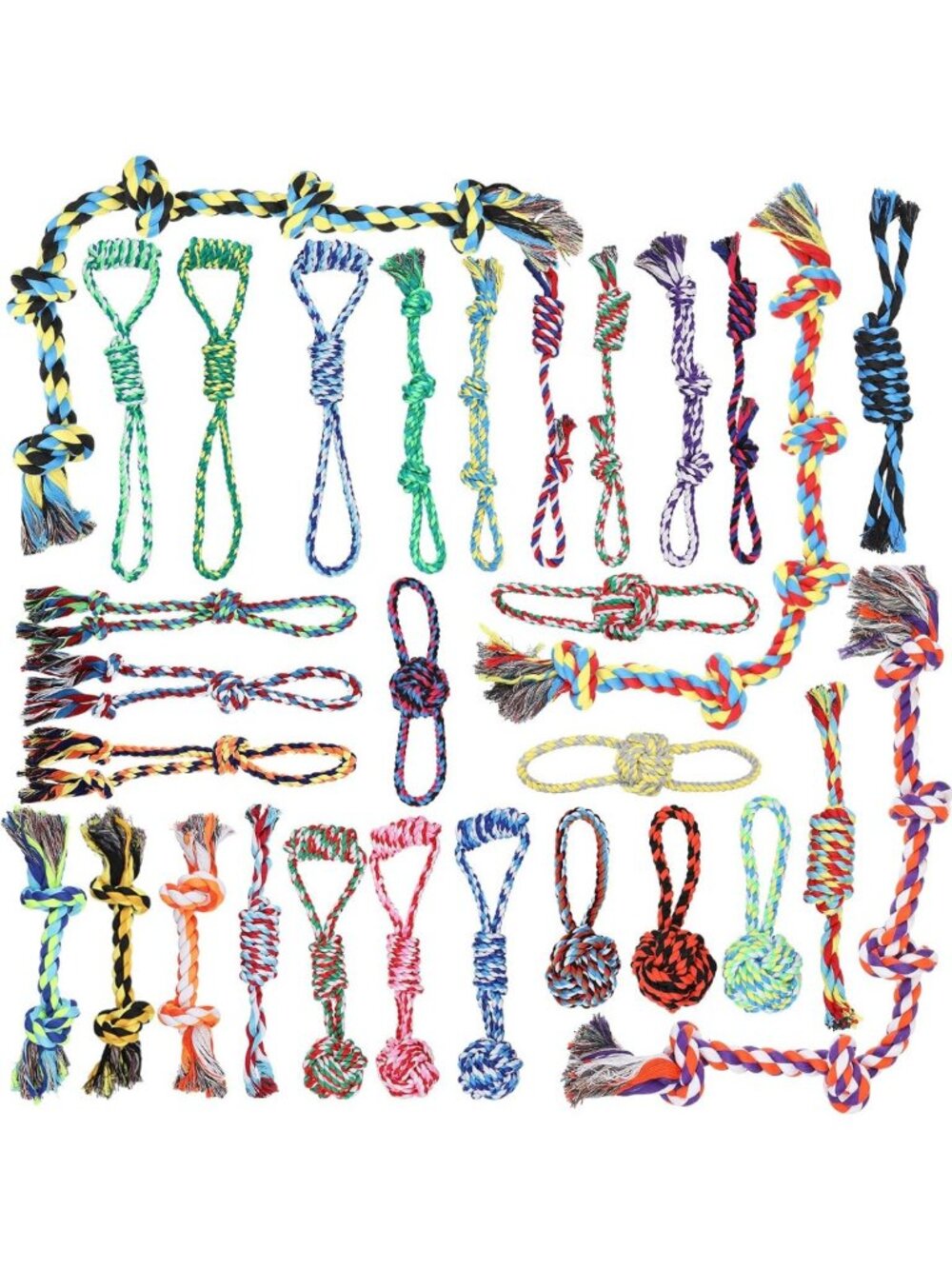 30 Pcs Heavy Duty Rope Dog Toys for Aggressive Chewers - Cotton Chew Toys for